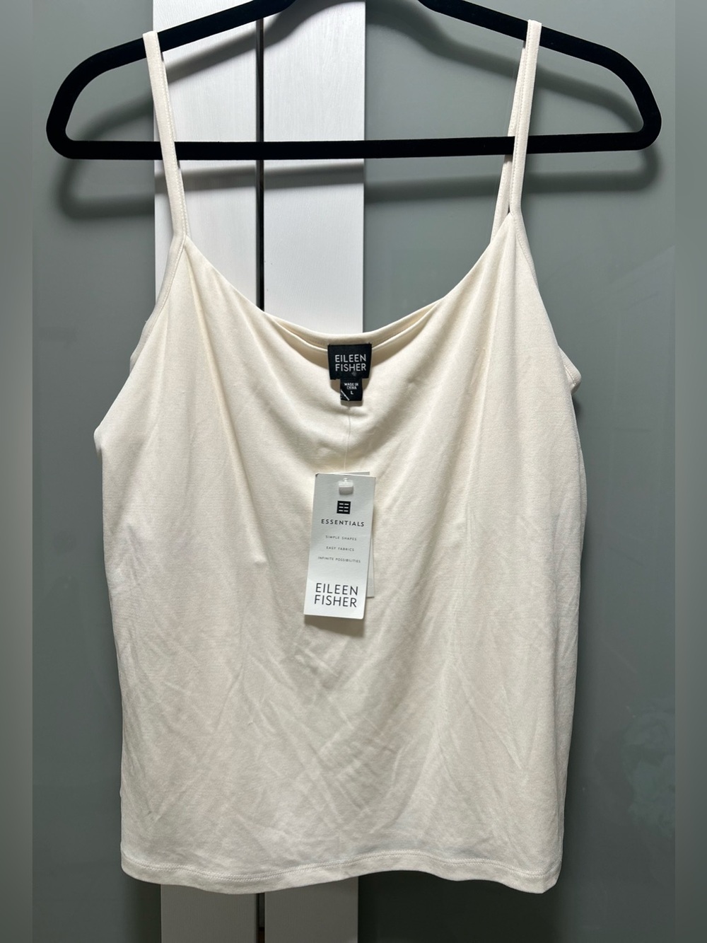 NWT EILEEN FISHER Essentials Shelf Bra Cream Shelf ShelCamisole Simple Shapes. L